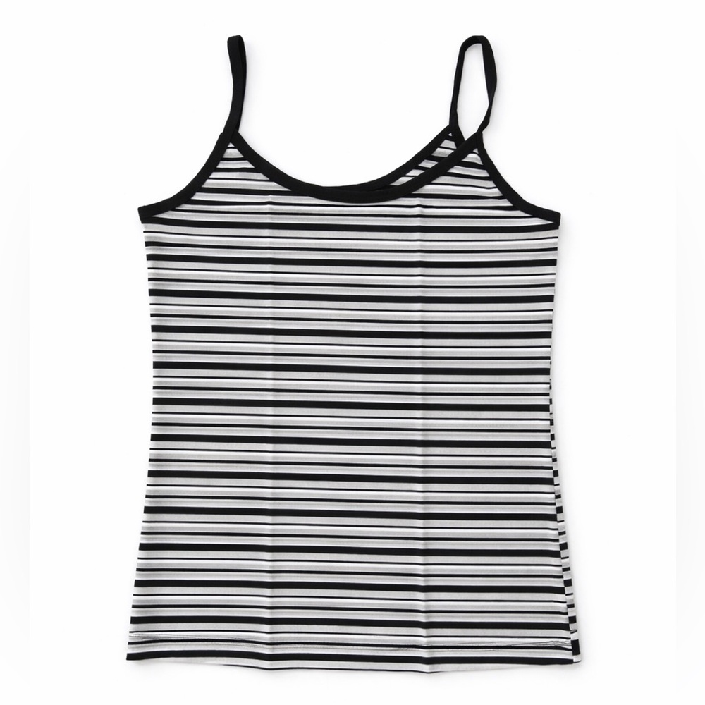 Rue21 Black White Striped Cami Tank Top Cotton Stretch Spaghetti Strap Size M